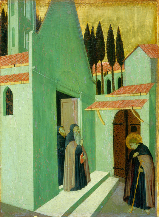 Saint Anthony Leaving His Monastery by Master of the Osservanza (Sano di Pietro?) (Italian, active late 1420s - early 1440s), 16X12"(A3)Poster Print