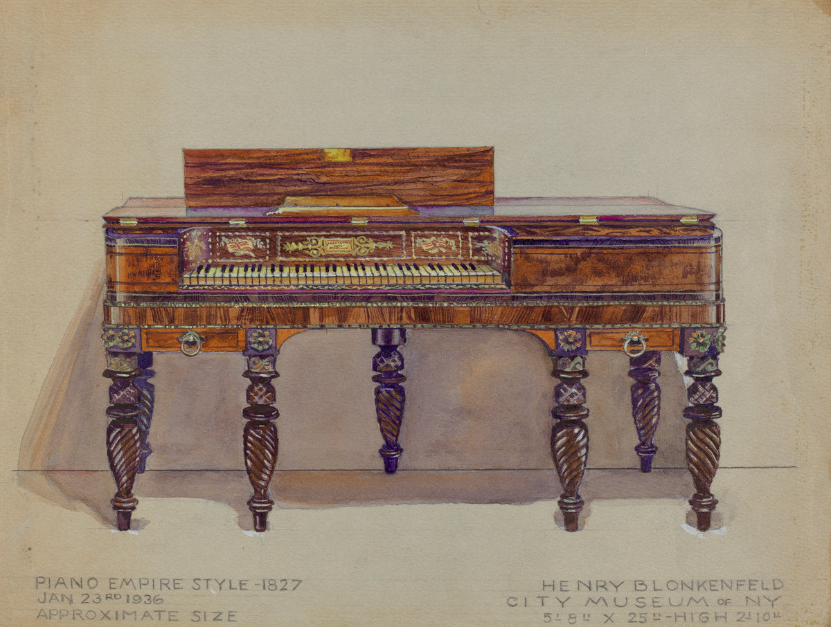 Piano by J. Peltzman (American, active c. 1936), 16X12"(A3)Poster Print