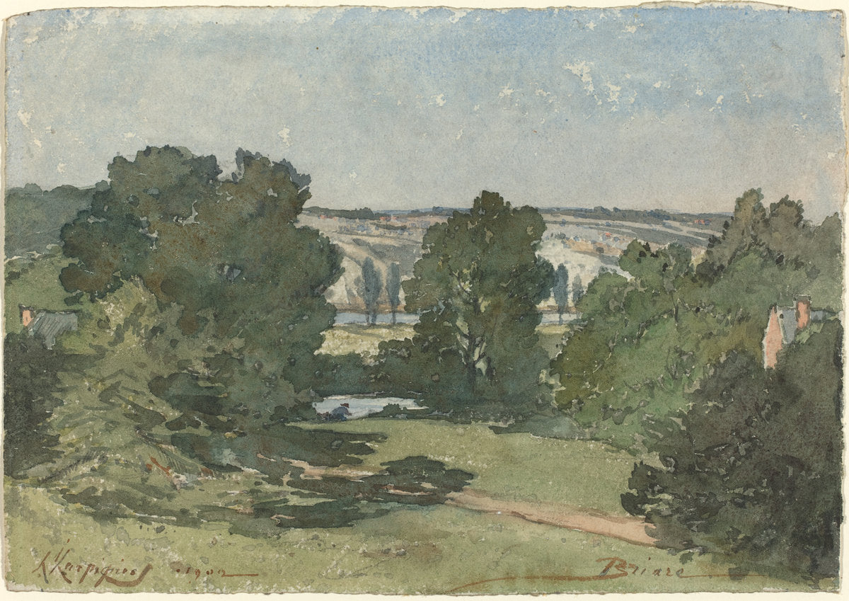 Briare by Henri-Joseph Harpignies (French, 1819 - 1916), 16X12"(A3)Poster Print