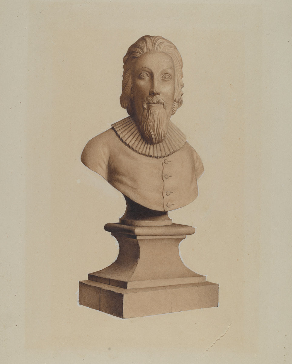 Bust of Gov. John Winthrop by Joseph Goldberg (American, active c. 1935), 16X12"(A3)Poster Print