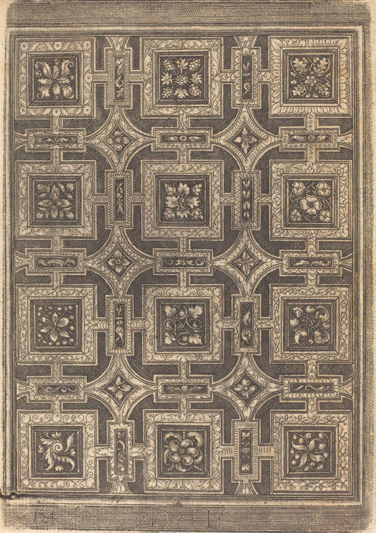 Ornamental Design for Coffered Ceiling by Daniel Hopfer I (German, c. 1470 - 1536), 16X12"(A3)Poster Print
