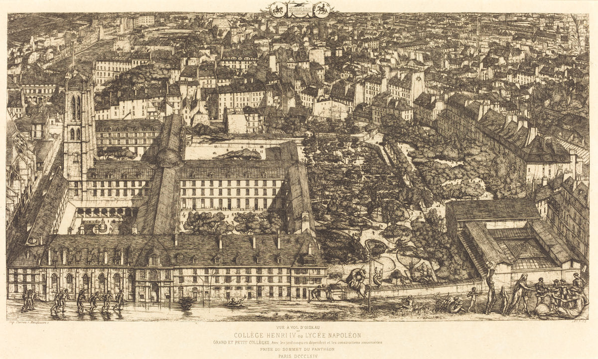 Collège Henri IV, Paris, ou Lycée Napoléon (Henry IV College or Napoleon School) by Charles Meryon (French, 1821 - 1868), 16X12"(A3)Poster Print
