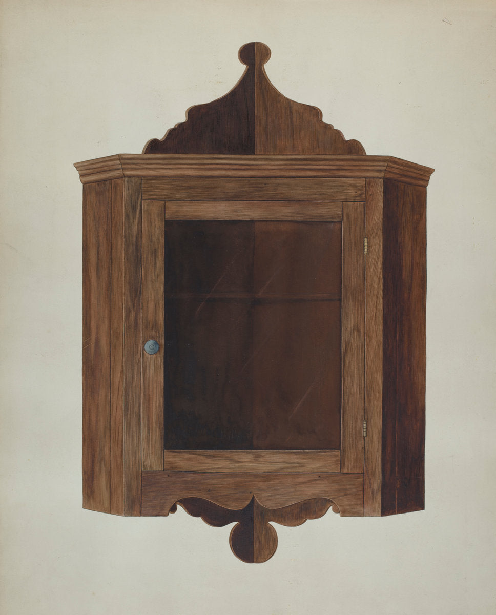 Hanging Corner Cupboard by Wilbur M Rice (American, active c. 1935), 16X12"(A3)Poster Print