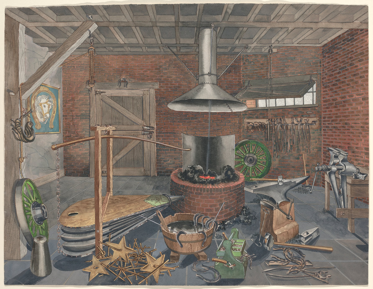 Blacksmith Shop by Perkins Harnly (American, 1901 - 1986), 16X12"(A3)Poster Print