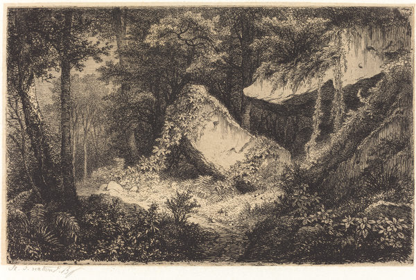 Les roches blanches (White Rocks) by Eugène Bléry (French, 1805 - 1887), 16X12"(A3)Poster Print