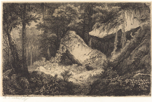 Les roches blanches (White Rocks) by Eugène Bléry (French, 1805 - 1887), 16X12"(A3)Poster Print
