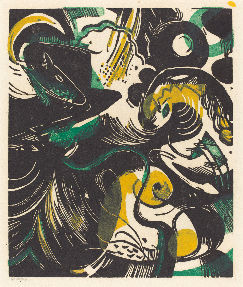 Genesis II (Schopfungsgeschichte II) by Franz Marc (German, 1880 - 1916), 16X12"(A3)Poster Print