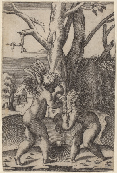 Two Loves by Agostino dei Musi after Raphael (Italian, c. 1490 - 1536 or after), 16X12"(A3)Poster Print