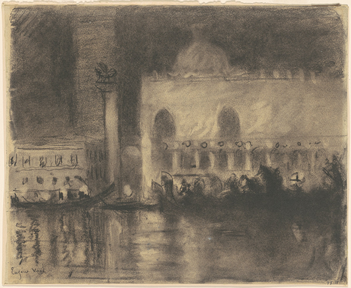 Memory of Venice: the Palazzo Ducale and the Piazzetta by Eugène Vail (American, 1857 - 1934), 16X12"(A3)Poster Print