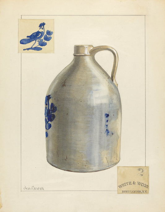 Stoneware Jug by Charles Caseau (American, active c. 1935), 16X12"(A3)Poster Print
