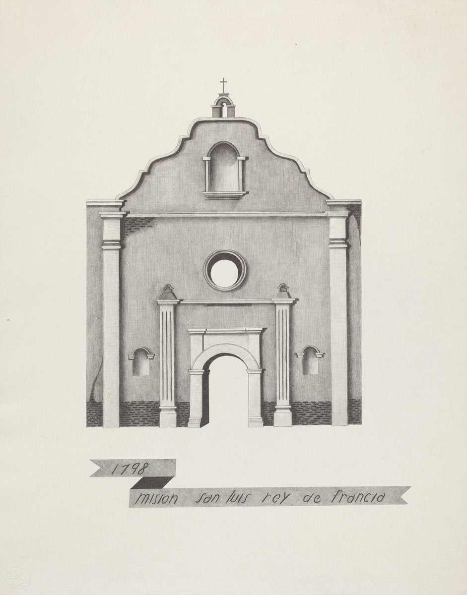 Mision San Luis Rey de Francia by James Jones (American, active 1932 - 1942), 16X12"(A3)Poster Print