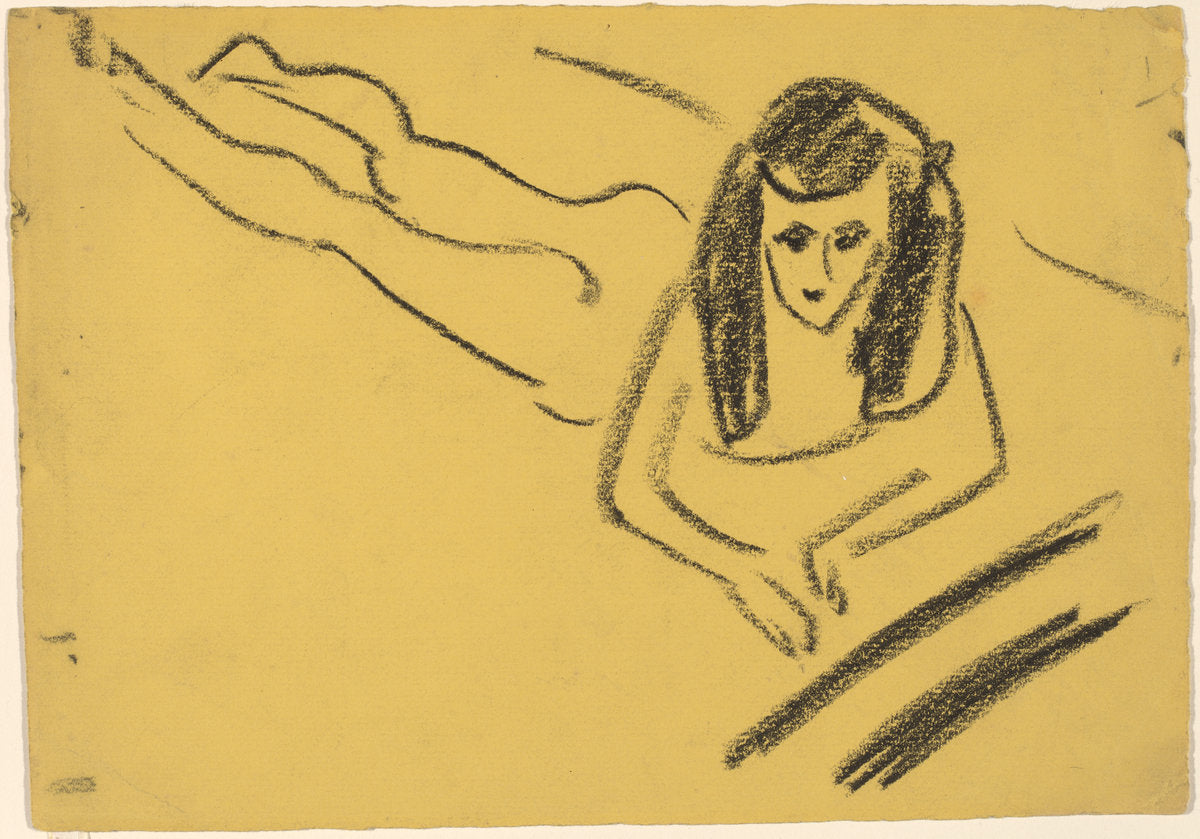 Fränzi Reclining by Ernst Ludwig Kirchner (German, 1880 - 1938), 16X12"(A3)Poster Print