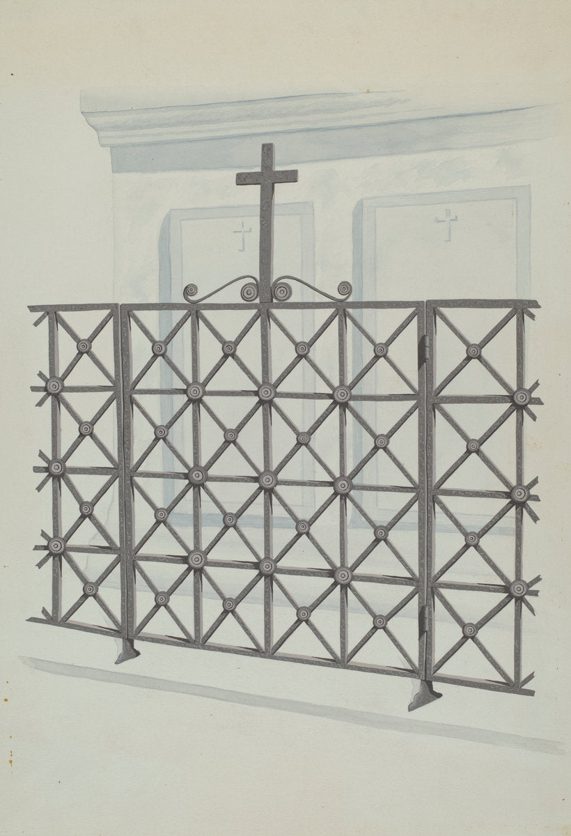 Iron Gate and Fence by Joseph L. Boyd (American, active c. 1935), 16X12"(A3)Poster Print
