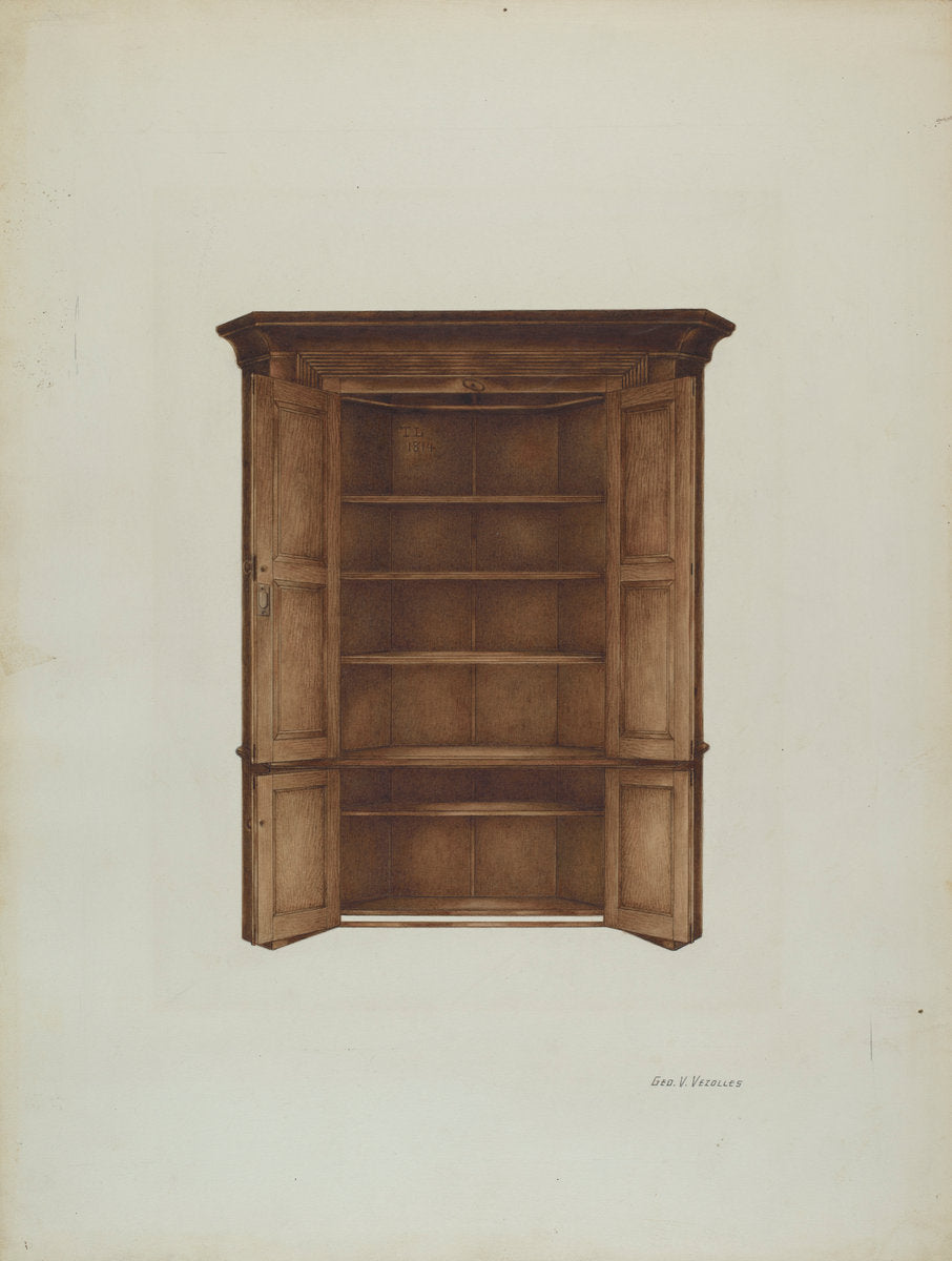 Corner Cupboard by George V. Vezolles (American, 1885 - 1956), 16X12"(A3)Poster Print