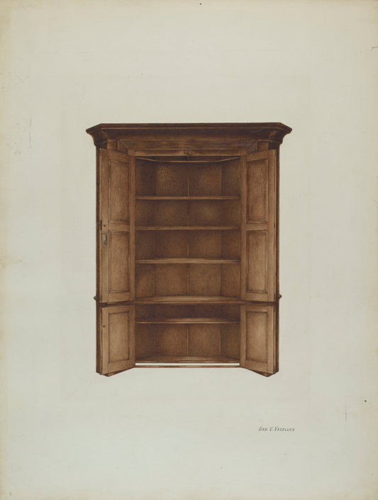 Corner Cupboard by George V. Vezolles (American, 1885 - 1956), 16X12"(A3)Poster Print