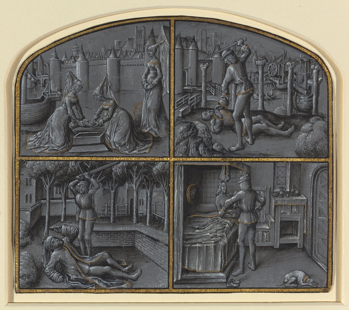 Four Scenes from the Legends of Judas and Pilate by Georges Hurtrel (French, active 1870/1887), 16X12"(A3)Poster Print