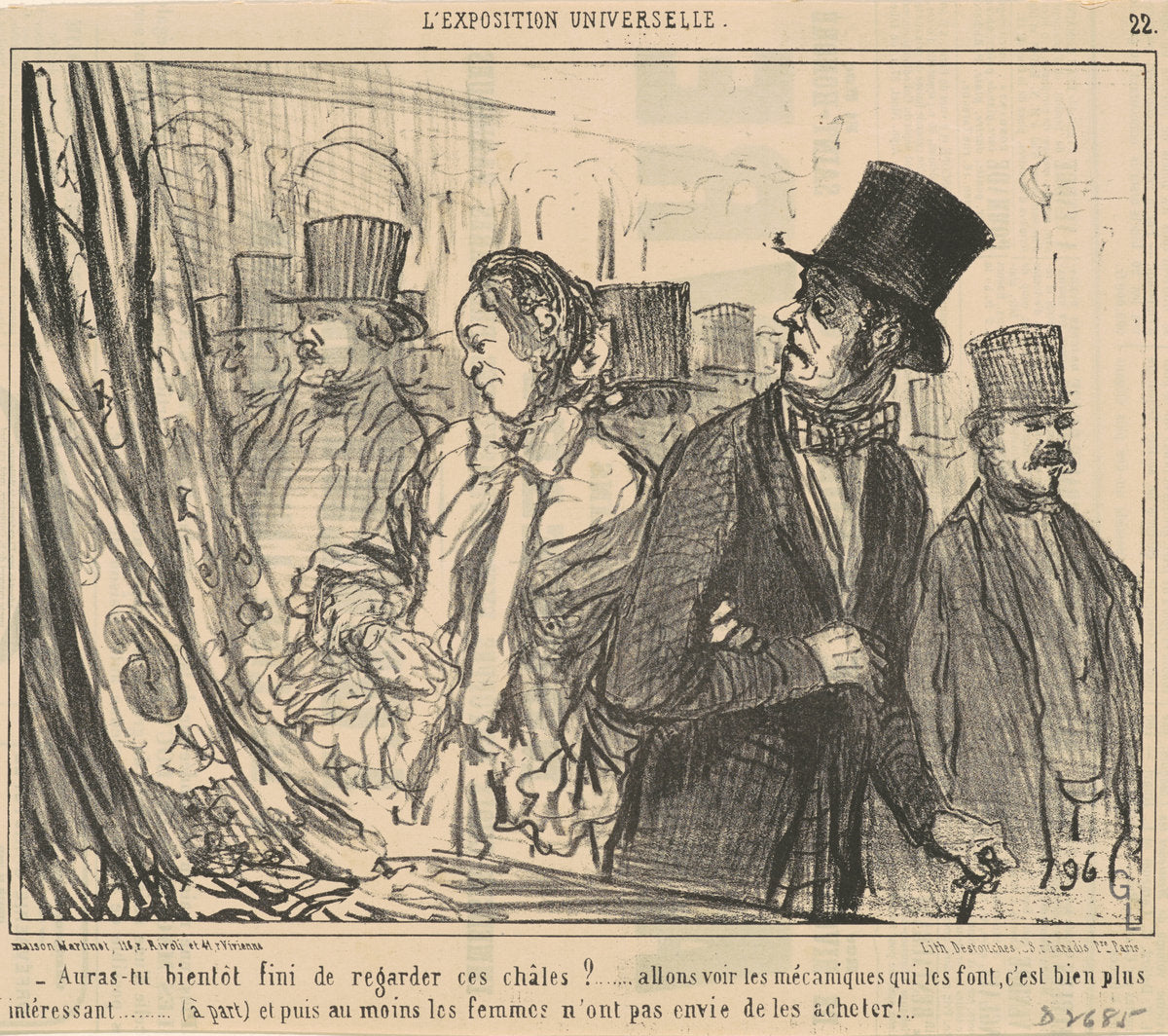 Auras-tu bientot fini de regarder ces chales? by Honoré Daumier (French, 1808 - 1879), 16X12"(A3)Poster Print