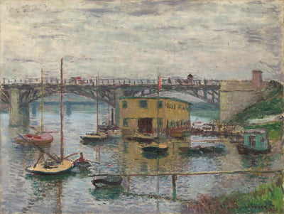 Bridge at Argenteuil on a Gray Day by Claude Monet (French, 1840 - 1926), 16X12"(A3)Poster Print