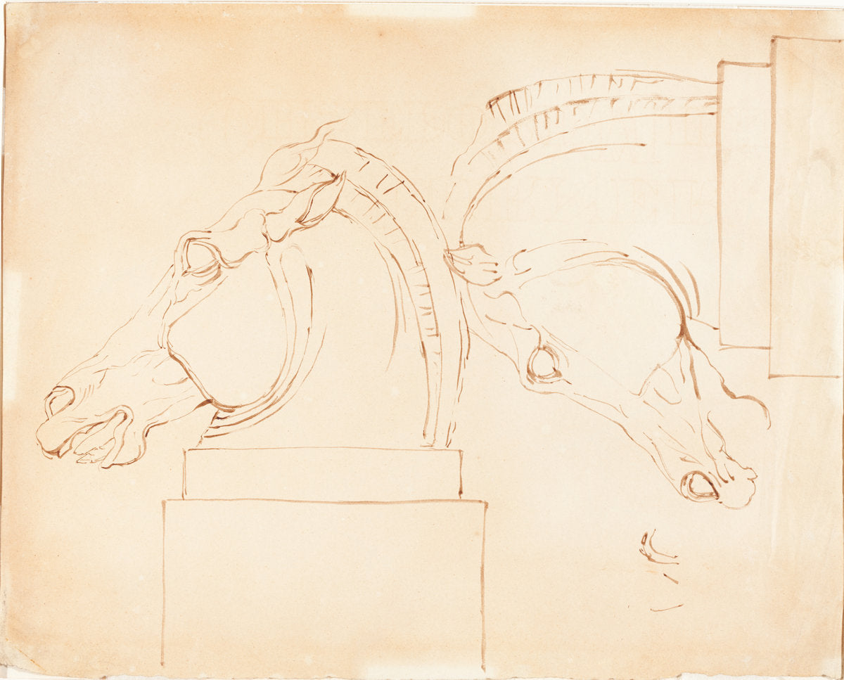 The Horse of Selene from the Elgin Marbles [recto] by William Etty (British, 1787 - 1849), 16X12"(A3)Poster Print