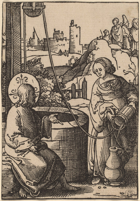 Christ and the Woman of Samaria by Lucas van Leyden (Netherlandish, 1489/1494 - 1533), 16X12"(A3)Poster Print
