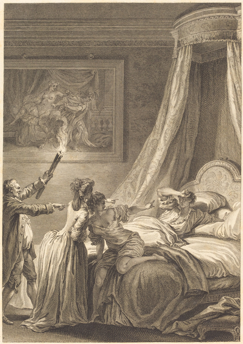 Le gascon puni by Louis-Michel Halbou and Antoine-Jean Duclos after Jean-Honoré Fragonard (French, 1742 - 1795), 16X12"(A3)Poster Print