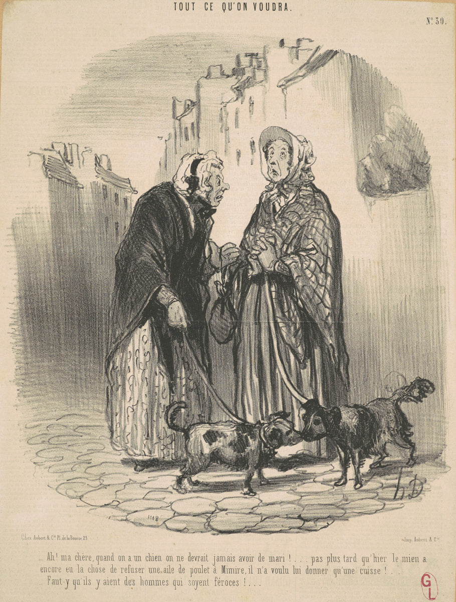Ah! Ma chère, quand on a un chien ... by Honoré Daumier (French, 1808 - 1879), 16X12"(A3)Poster Print
