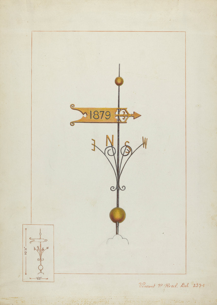 Weather Vane by Vincent P. Rosel (American, active c. 1935), 16X12"(A3)Poster Print