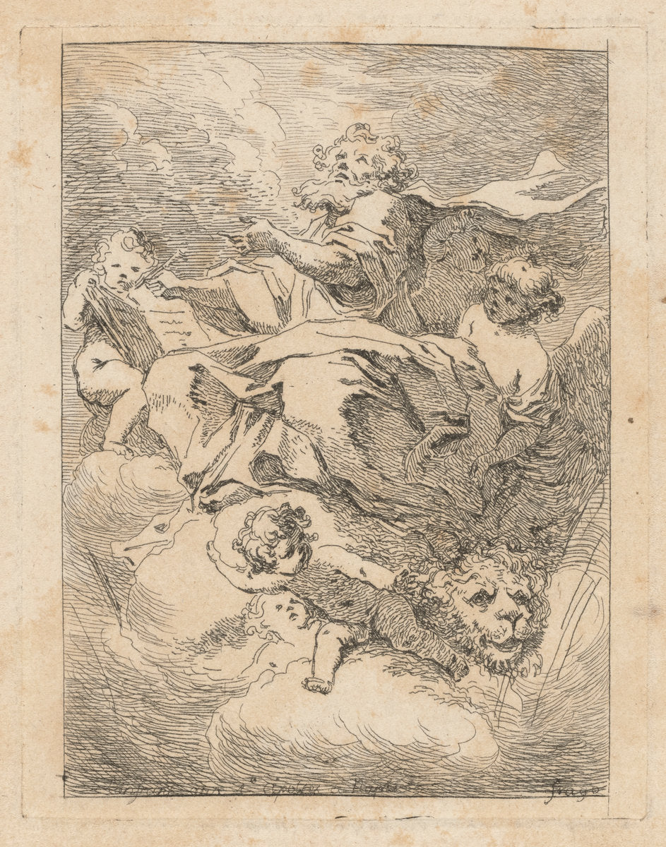 Saint Mark by Jean-Honoré Fragonard after Giovanni Lanfranco (French, 1732 - 1806), 16X12"(A3)Poster Print