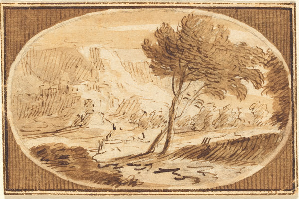 A Landscape with a Great Tree by Herman van Swanevelt (Dutch, c. 1600 - 1655), 16X12"(A3)Poster Print