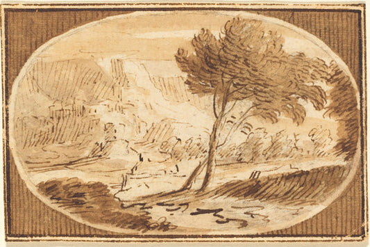 A Landscape with a Great Tree by Herman van Swanevelt (Dutch, c. 1600 - 1655), 16X12"(A3)Poster Print