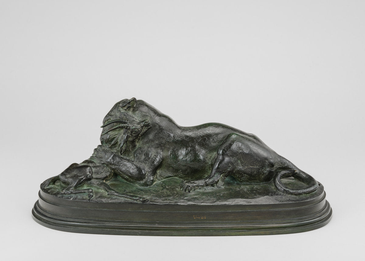 Tiger Devouring a Gazelle by Antoine-Louis Barye (French, 1795 - 1875), 16X12"(A3)Poster Print