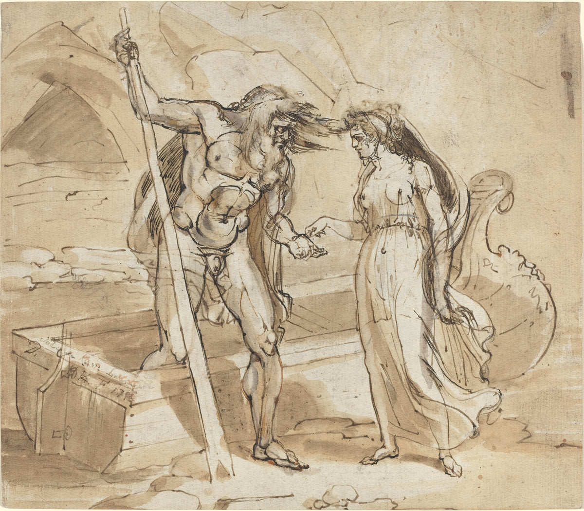 Psyche Giving Her Coin to Charon by Attributed to Henry Tresham (British, 1751 - 1814), 16X12"(A3)Poster Print