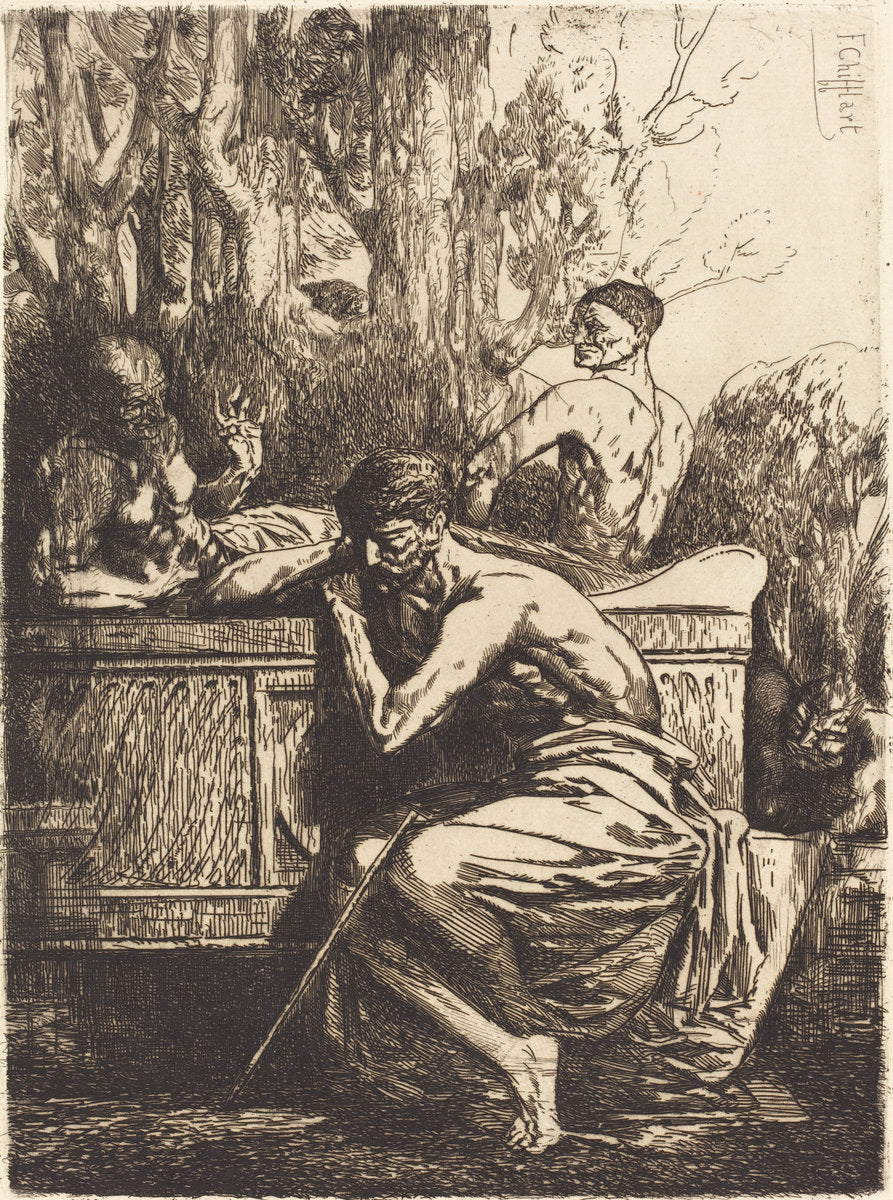 Meditation by François-Nicolas Chifflart (French, 1825 - 1901), 16X12"(A3)Poster Print