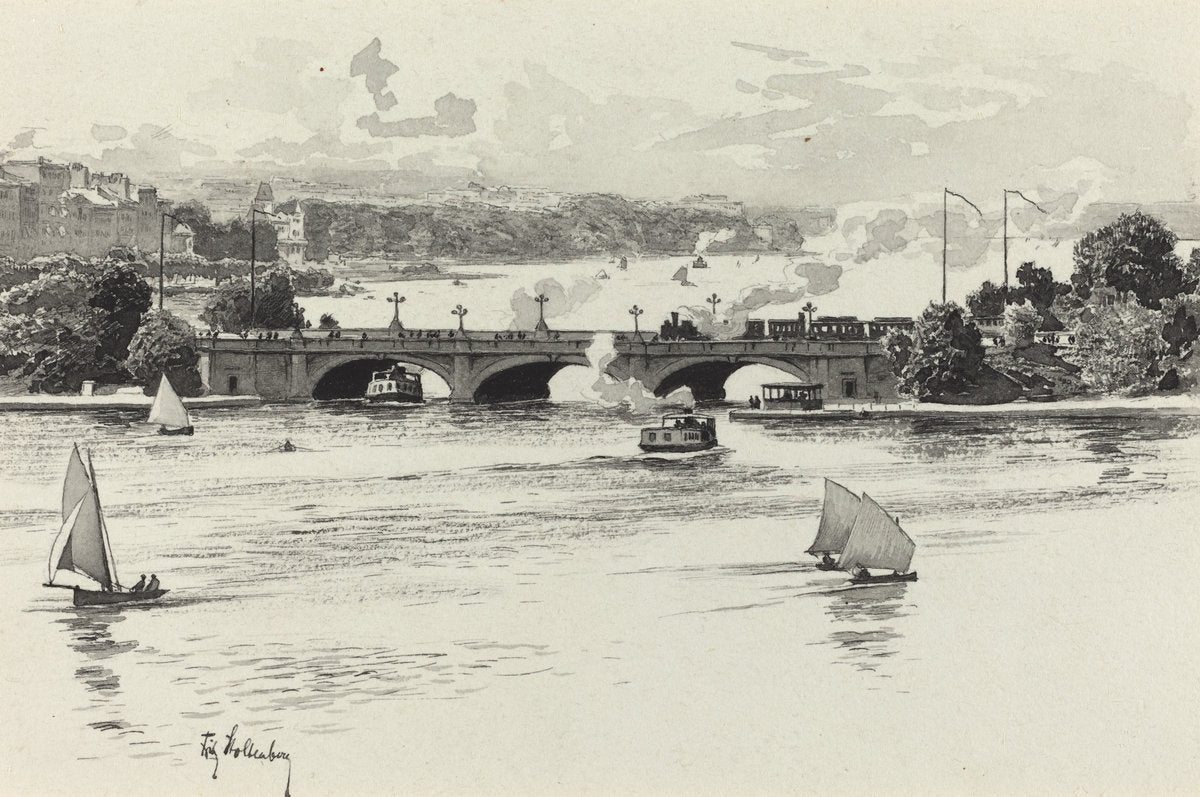 Lombardsbrucke by Fritz Stoltenberg (German, 1855 - 1921), 16X12"(A3)Poster Print