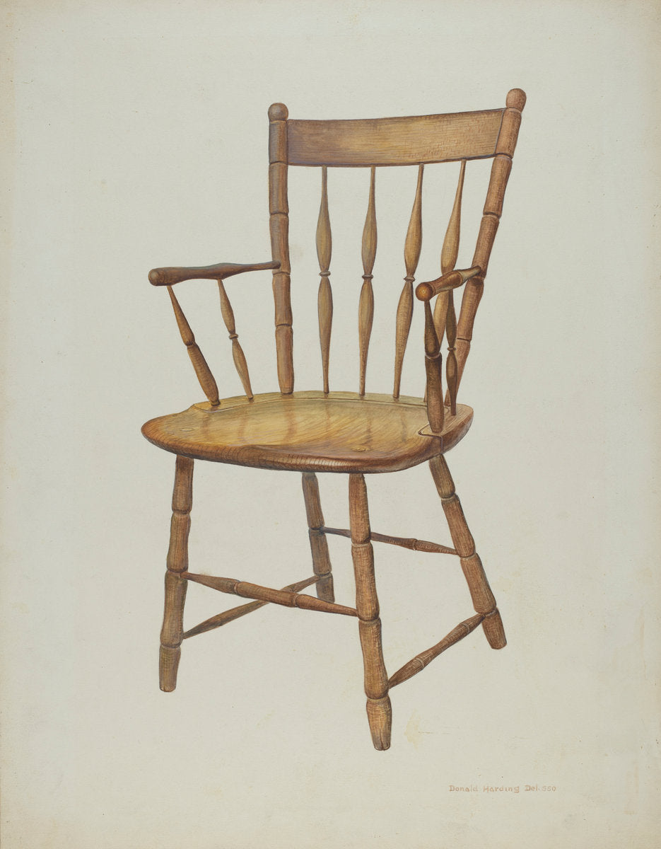 Windsor Armchair by Donald Harding (American, active c. 1935), 16X12"(A3)Poster Print