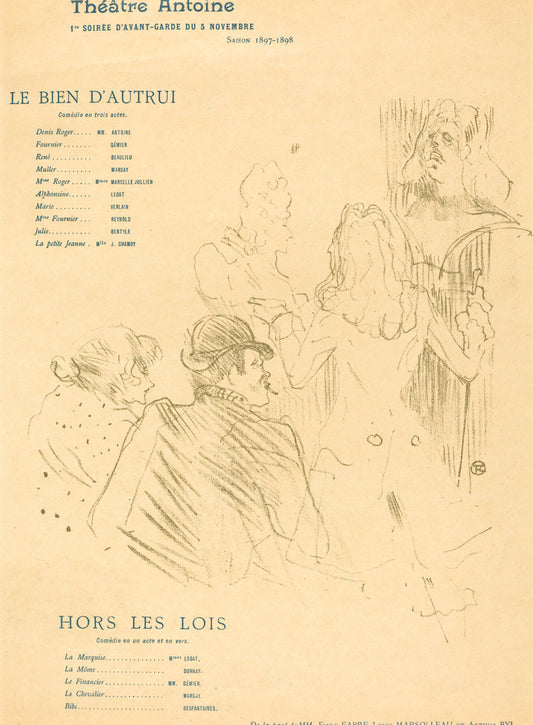 Le Bien d'autrui; Hors Les Lois by Henri de Toulouse-Lautrec (French, 1864 - 1901), 16X12"(A3)Poster Print