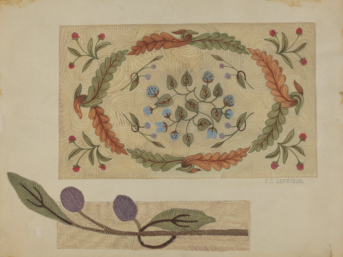 Embroidered Rug by Jules Lefevere (American, active c. 1935), 16X12"(A3)Poster Print