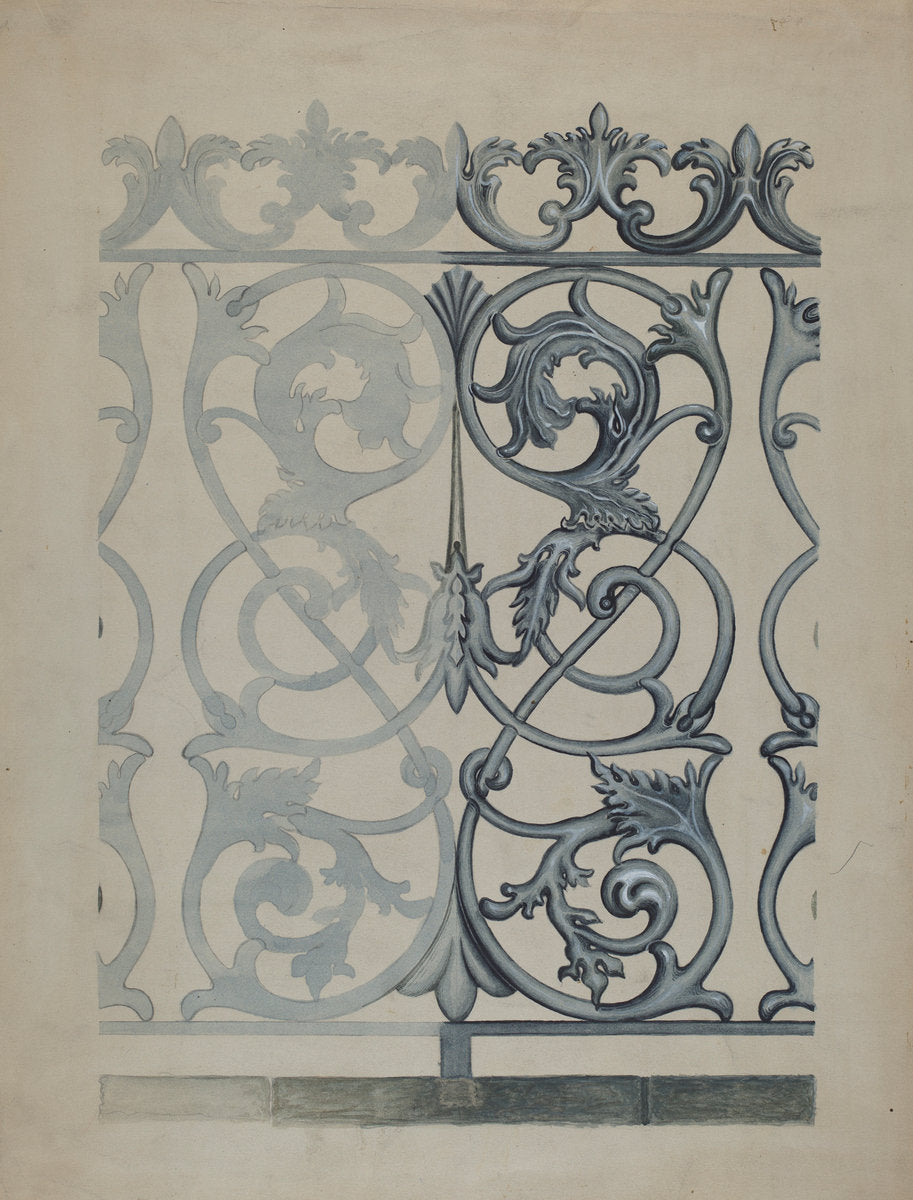 Iron Fence by Albert Eyth (American, active c. 1935), 16X12"(A3)Poster Print