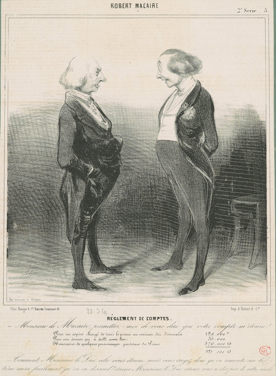 Réglement de comptes by Honoré Daumier (French, 1808 - 1879), 16X12"(A3)Poster Print