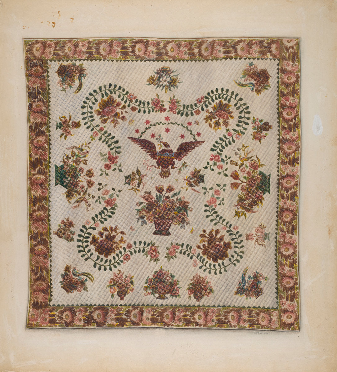 Quilt by Charles Bowman (American, active c. 1935), 16X12"(A3)Poster Print