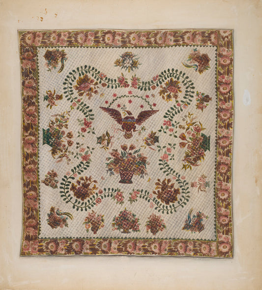 Quilt by Charles Bowman (American, active c. 1935), 16X12"(A3)Poster Print