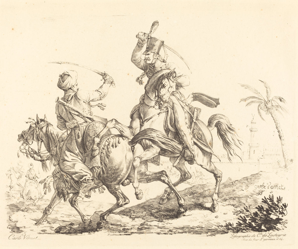 Hussard Striking a Mameluck by Carle Vernet (French, 1758 - 1836), 16X12"(A3)Poster Print