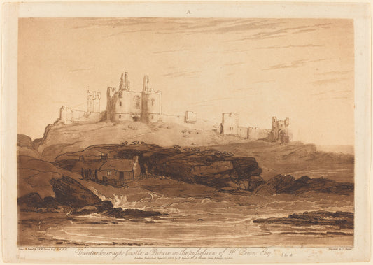 Dunstanborough Castle by Joseph Mallord William Turner and Charles Turner (British, 1773 - 1857), 16X12"(A3)Poster Print