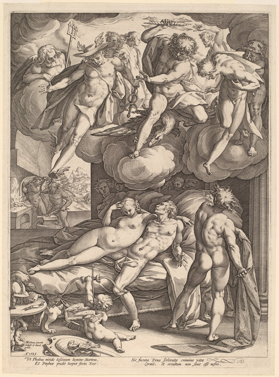 Mars and Venus Surprised by Vulcan by Hendrik Goltzius (Dutch, 1558 - 1617), 16X12"(A3)Poster Print