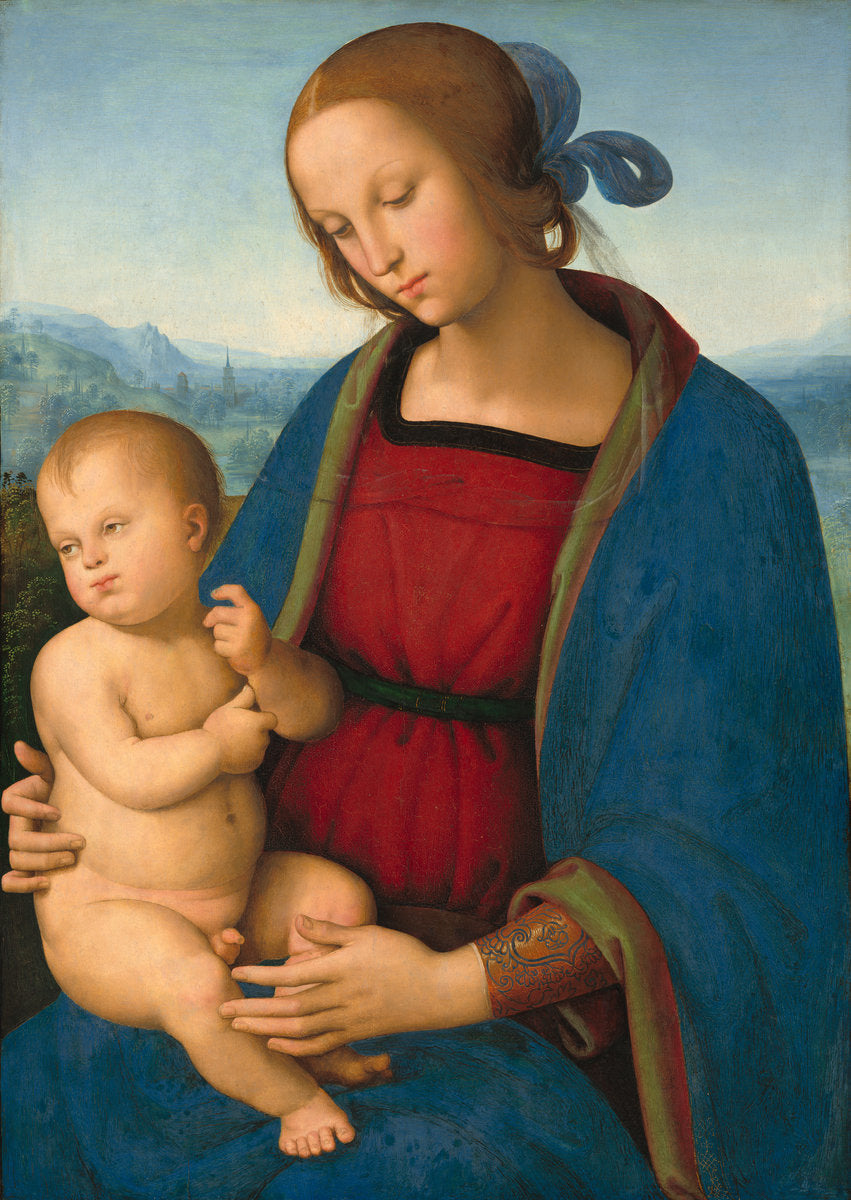 Madonna and Child by Pietro Perugino (Umbrian, c. 1450 - 1523), 16X12"(A3)Poster Print