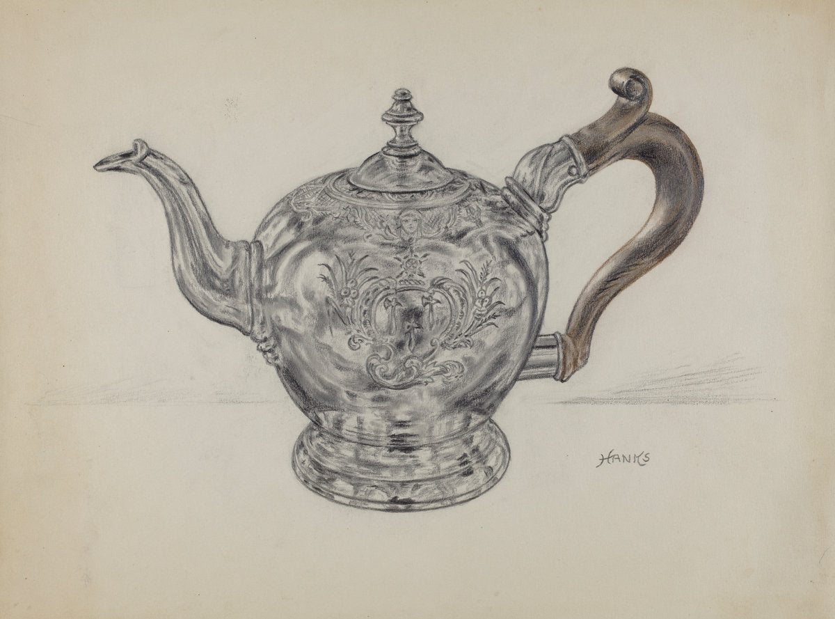 Silver Teapot by Fletcher Hanks (American, active c. 1935), 16X12"(A3)Poster Print