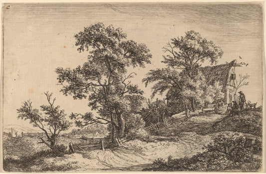 Cottage on a Hill by Anthonie Waterloo (Dutch, 1609/1610 - 1690), 16X12"(A3)Poster Print