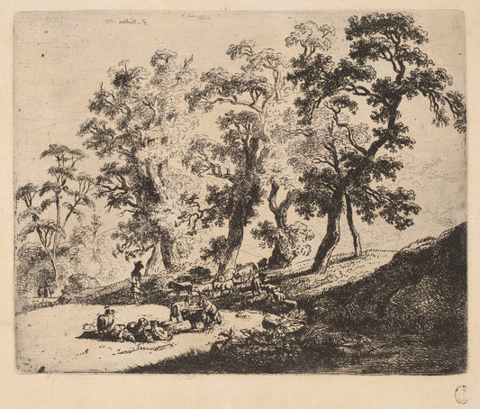 Landscape with Shepherds by Friedrich Müller (German, 1749 - 1825), 16X12"(A3)Poster Print