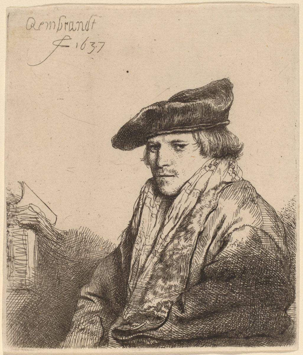 Young Man in a Velvet Cap (Ferdinand Bol?) by Rembrandt van Rijn (Dutch, 1606 - 1669), 16X12"(A3)Poster Print