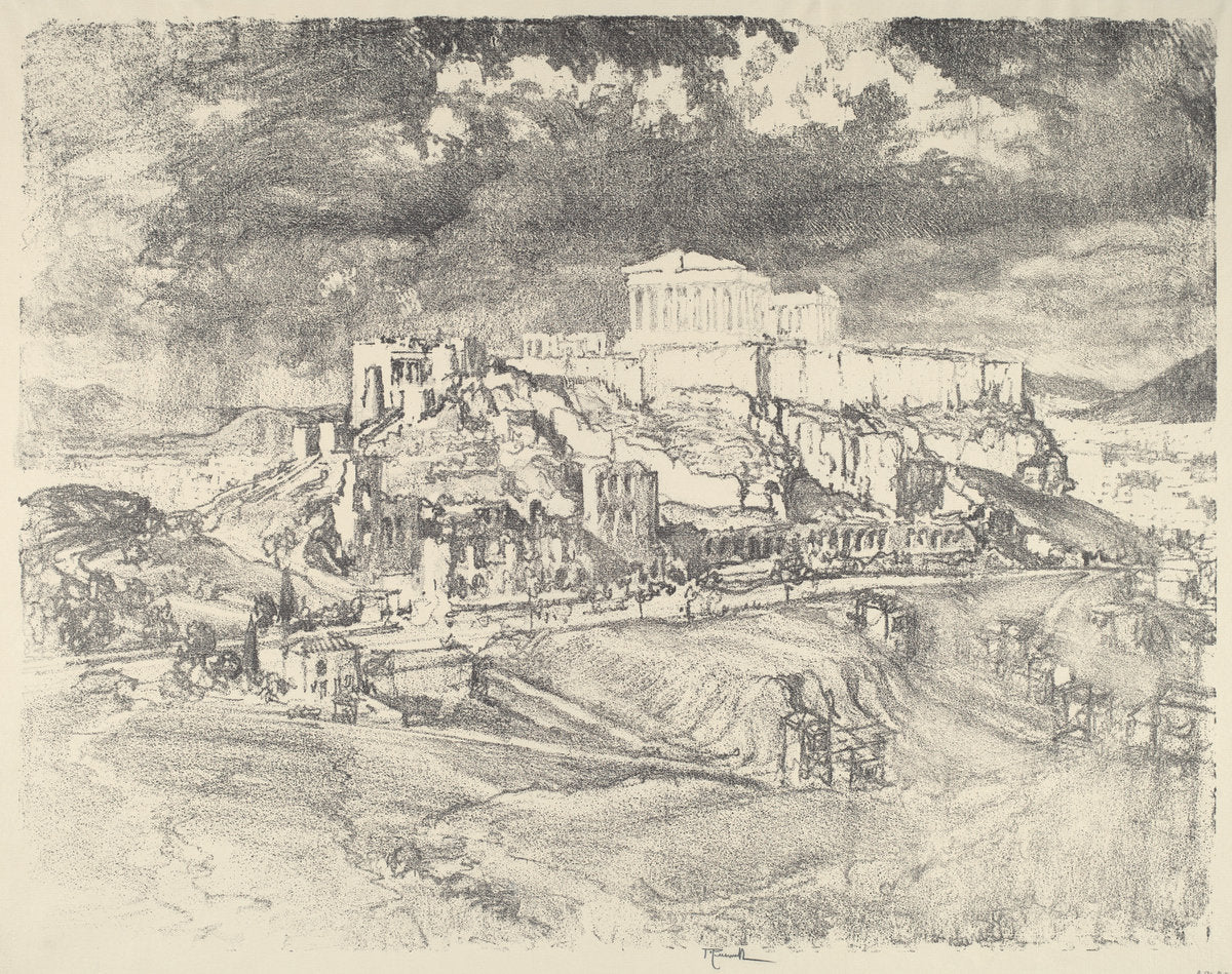 Storm behind the Acropolis by Joseph Pennell (American, 1857 - 1926), 16X12"(A3)Poster Print